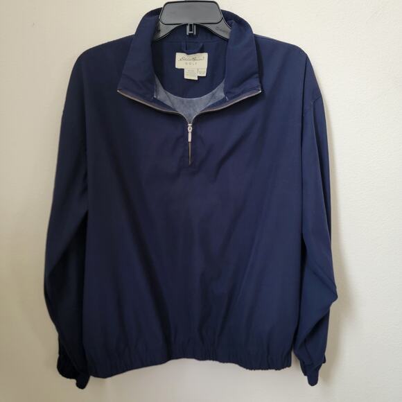Eddie Bauer Golf‎ Pullover 1/4 Zip Navy Blue Jacket Rain Resistant Medium Active - Picture 1 of 14